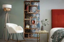 Miliboo Design-Schaukelstuhl Stoff Schaffell Weiß RHAPSODY* Design-sessel|Schaukelstühle
