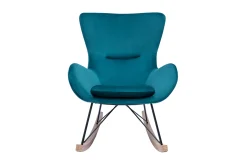 Miliboo Design-Schaukelstuhl Velours petrol ESKUA* Schaukelstühle|Sessel