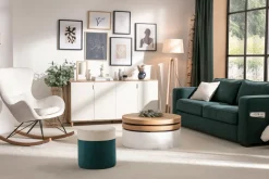 Miliboo Design-Schaukelstuhl Velours petrol ESKUA* Schaukelstühle|Sessel