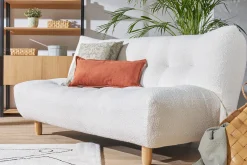 Miliboo Design-Schlafsofa skandinavisch Blaugrün und Eiche YUMI* Schlafsofas