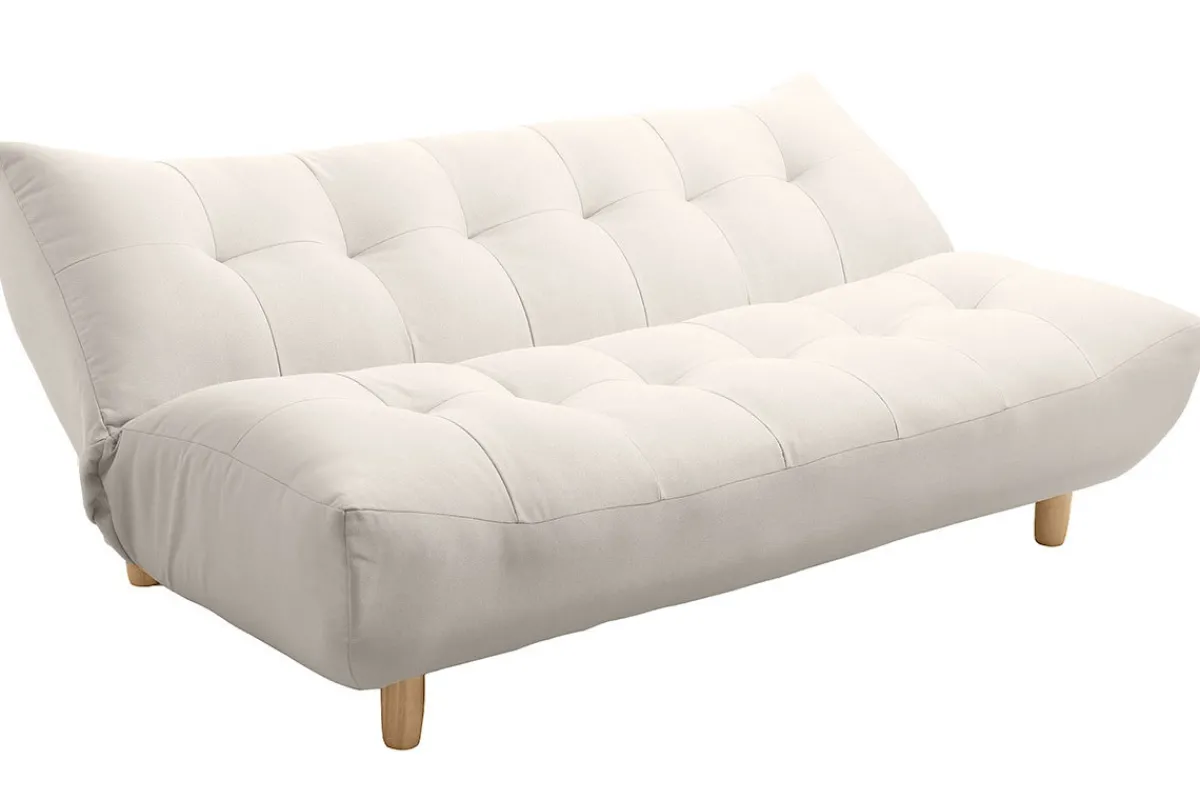 Miliboo Design-Schlafsofa skandinavisch Beige und Eiche YUMI* Schlafsofas