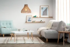 Miliboo Design-Schlafsofa skandinavisch Hellgrau und Eiche YUMI* Schlafsofas