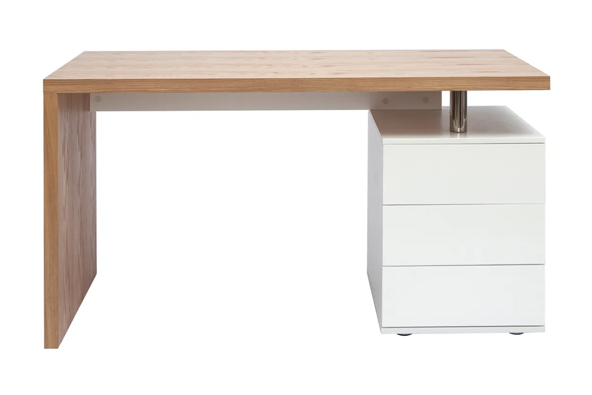 Miliboo Design-Schreibtisch aus heller Eiche Weiß CALIX* Design-schreibtische