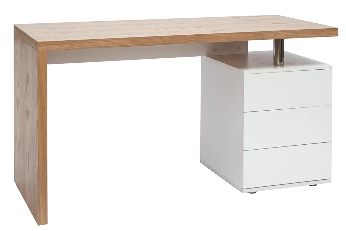 Miliboo Design-Schreibtisch aus heller Eiche Weiß CALIX* Design-schreibtische