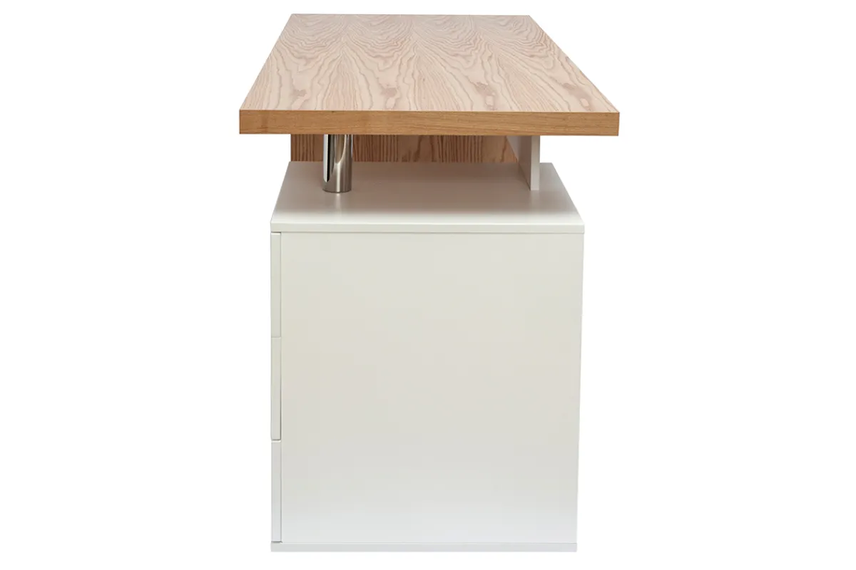 Miliboo Design-Schreibtisch aus heller Eiche Weiß CALIX* Design-schreibtische