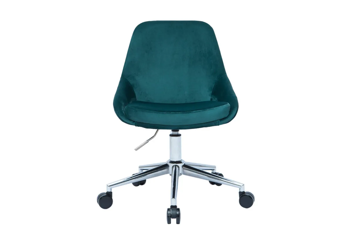 Miliboo Design-Schreibtisch aus petrolblauem Samtstoff und schwarzem Metall 360° drehbar HOLO* Bürostühle|Bürostuhl Zum Kleinen Preis