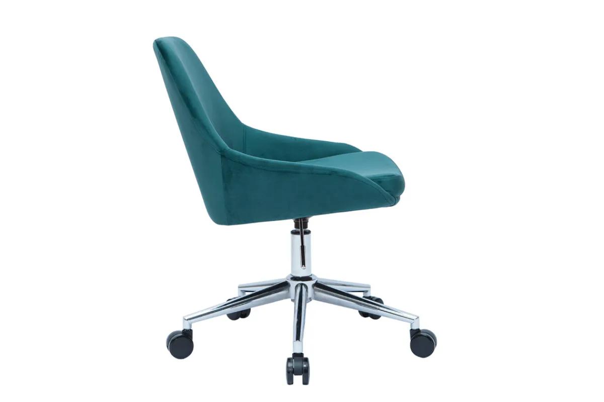 Miliboo Design-Schreibtisch aus petrolblauem Samtstoff und schwarzem Metall 360° drehbar HOLO* Bürostühle|Bürostuhl Zum Kleinen Preis