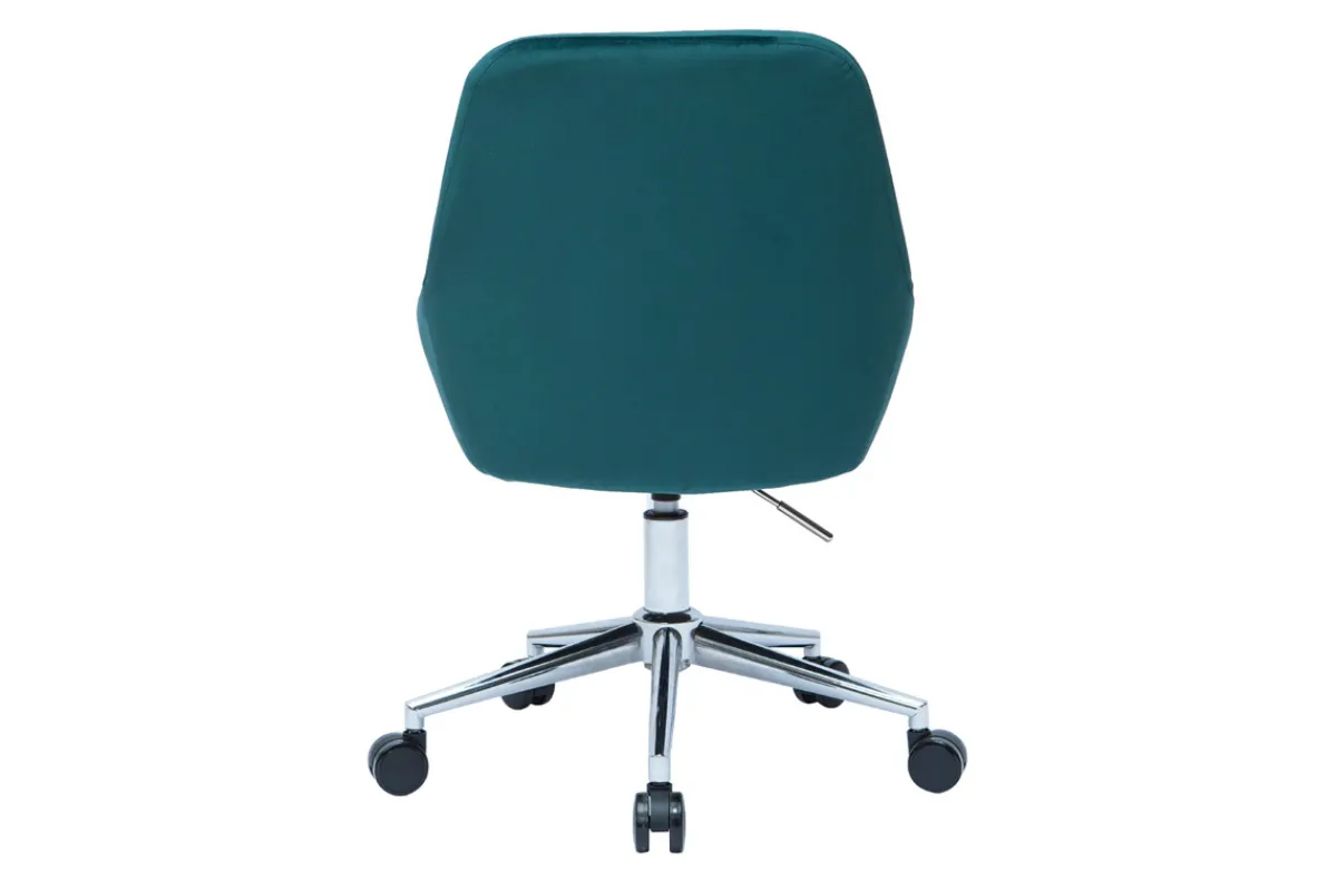 Miliboo Design-Schreibtisch aus petrolblauem Samtstoff und schwarzem Metall 360° drehbar HOLO* Bürostühle|Bürostuhl Zum Kleinen Preis