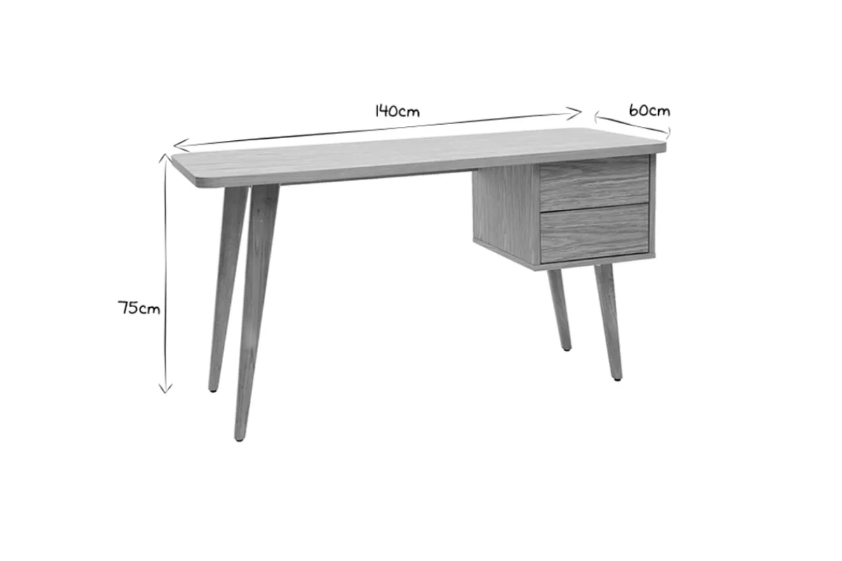 Miliboo Design-Schreibtisch Eiche L140 cm FIFTIES* Design-schreibtische