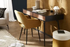 Miliboo Design-Schreibtisch in mattem Schwarz und Walnussfurnier TRIPOLI* Design-schreibtische