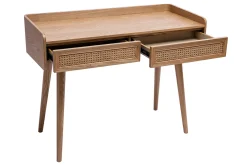 Miliboo Designschreibtisch mit 2 Schubladen aus hellem Holz und Rattan-Geflecht L105 cm ELSY* Design-schreibtische