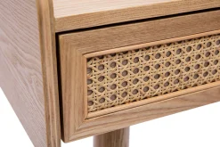 Miliboo Designschreibtisch mit 2 Schubladen aus hellem Holz und Rattan-Geflecht L105 cm ELSY* Design-schreibtische