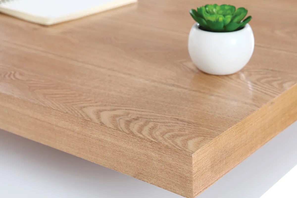Miliboo Design-Schreibtisch modulierbar Weiß glänzend und Eschenholz NEW MAX* Design-schreibtische