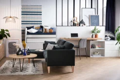 Miliboo Design-Schreibtisch modulierbar Weiß glänzend und Eschenholz NEW MAX* Design-schreibtische
