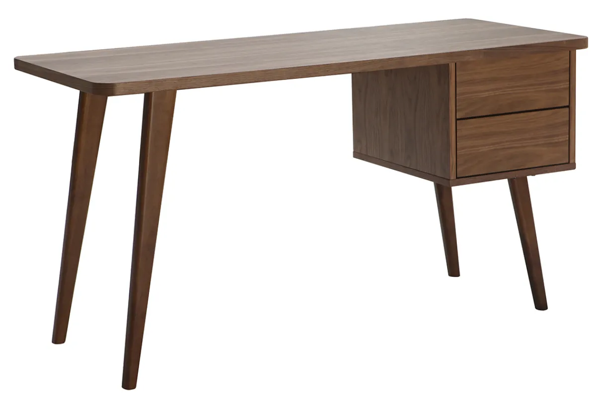 Miliboo Design-Schreibtisch Nussbaum L140 cm FIFTIES* Design-schreibtische