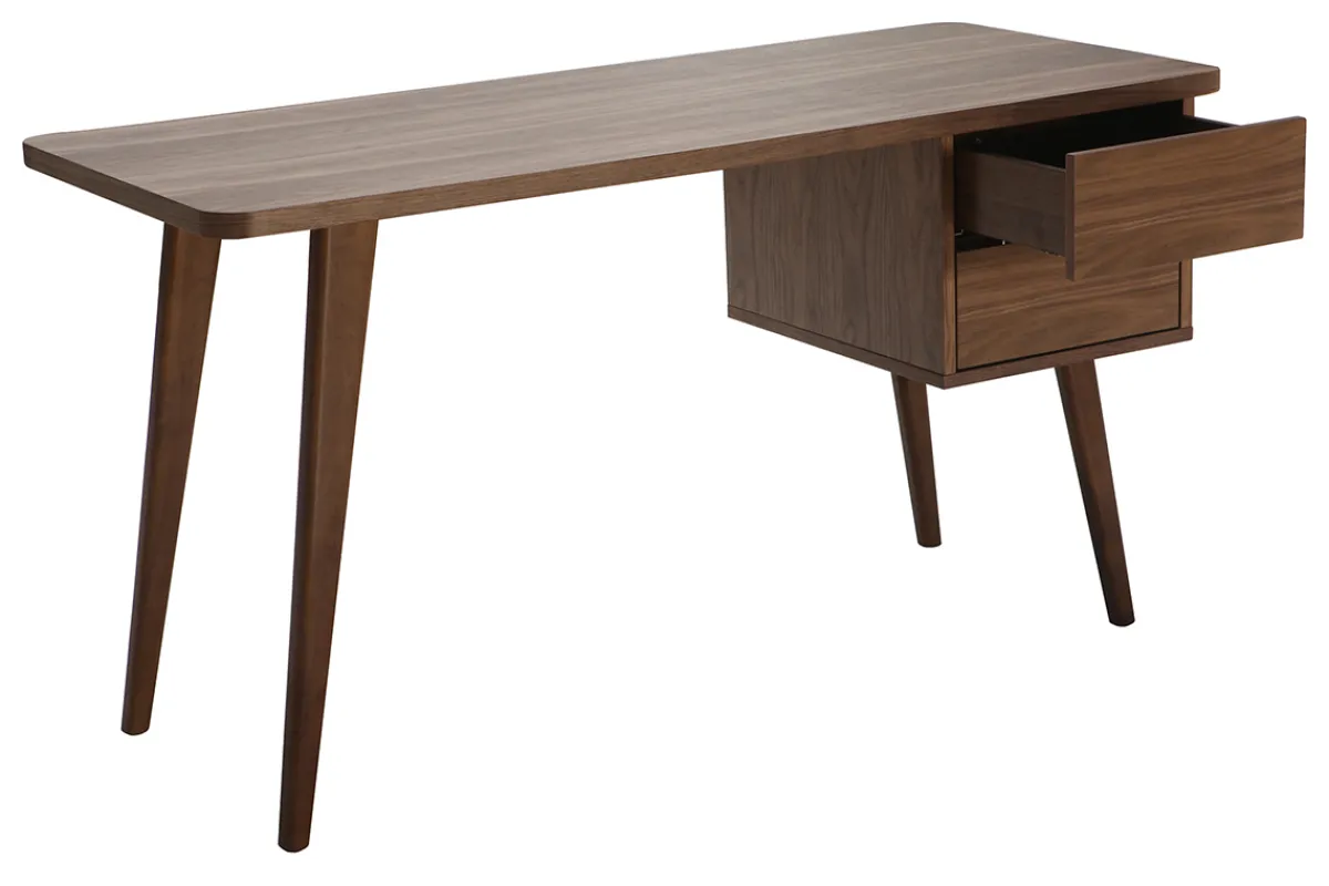 Miliboo Design-Schreibtisch Nussbaum L140 cm FIFTIES* Design-schreibtische