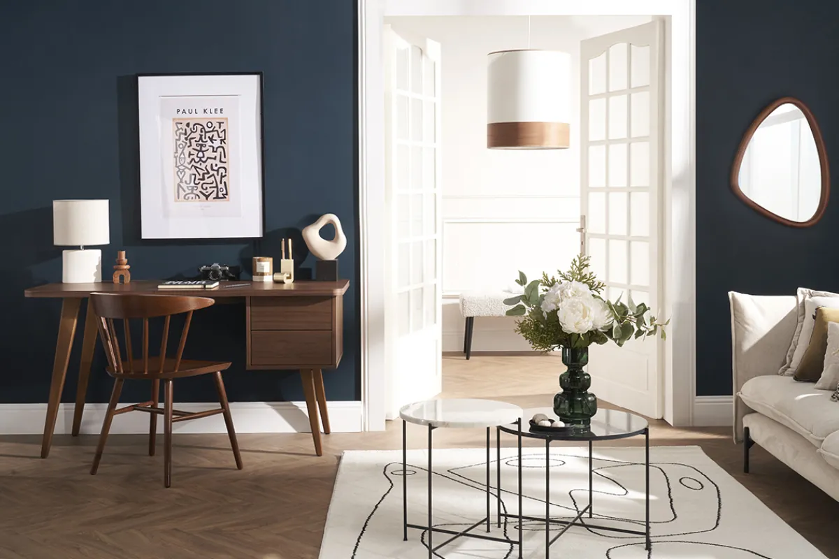 Miliboo Design-Schreibtisch Nussbaum L140 cm FIFTIES* Design-schreibtische