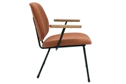 Miliboo Design-Sessel aus Stoff mit Bouclé-Wolleffekt in Terracotta, schwarzem Metall und dunklem Holz BARNET* Design-sessel|Sessel