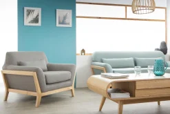 Miliboo Design-Sessel Grau Holzbeine YOKO* Design-sessel|Sessel