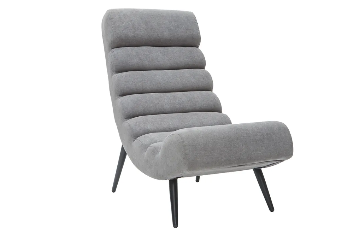 Miliboo Design-Sessel grauer Samteffekt und schwarzes Metall TAYLOR* Design-sessel|Sessel