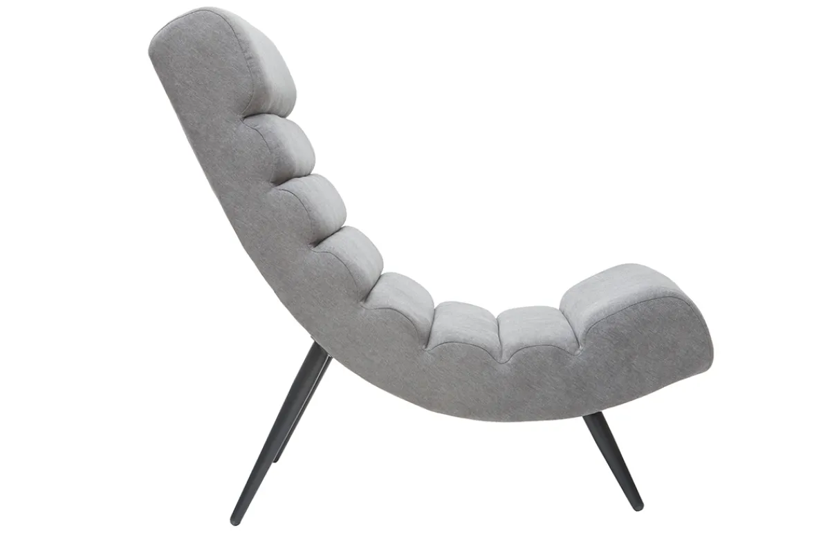 Miliboo Design-Sessel grauer Samteffekt und schwarzes Metall TAYLOR* Design-sessel|Sessel