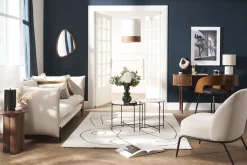 Miliboo Design-Sessel im beigen Samtdesign mit schwarzem Metallfuß BREGO* Design-sessel|Sessel