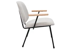Miliboo Design-Sessel im beigen Samtdesign mit schwarzem Metall und hellem Holz BARNET* Design-sessel|Sessel