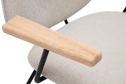 Miliboo Design-Sessel im beigen Samtdesign mit schwarzem Metall und hellem Holz BARNET* Design-sessel|Sessel