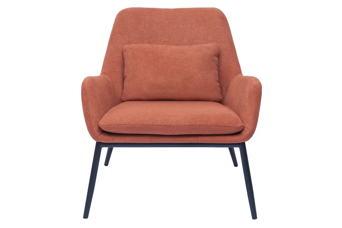 Miliboo Design-Sessel im terracottafarbenem Samtdesign mit schwarzem Metall MAXINE* Design-sessel|Sessel