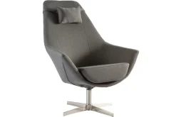Miliboo Design-Sessel Polyester Dunkelgrau Aluminium-Sternfuß AMADEO* Design-sessel|Sessel