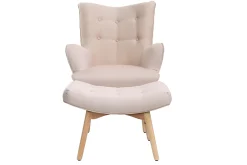 Miliboo Design-Sessel skandinavisch und Fußablage Rosa und helles Holz BRISTOL* Design-sessel|Sessel