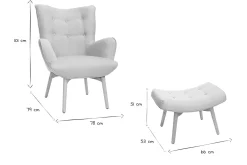 Miliboo Design-Sessel skandinavisch und Fußablage Rosa und helles Holz BRISTOL* Design-sessel|Sessel