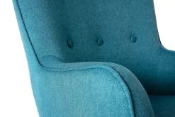 Miliboo Design-Sessel skandinavisch und Fußablage Petrolblau und helles Holz BRISTOL* Design-sessel|Sessel