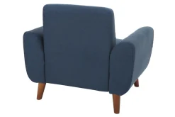Miliboo Design-Sessel Stoff Blau und Füße Nussbaum EKTOR* Design-sessel|Sessel