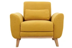 Miliboo Design-Sessel Stoff Gelb und Füße Eiche EKTOR* Design-sessel|Sessel