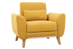 Miliboo Design-Sessel Stoff Gelb und Füße Eiche EKTOR* Design-sessel|Sessel