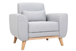 Miliboo Design-Sessel Stoff Grau Beine Eiche EKTOR* Design-sessel|Sessel