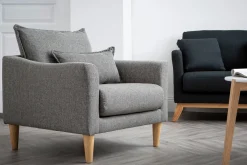 Miliboo Design-Sessel Stoff Grau und Eiche KATE* Design-sessel|Sessel