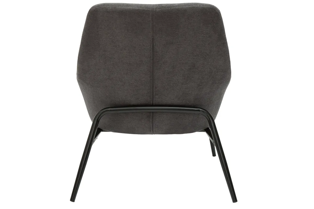 Miliboo Design-Sessel Stoff mit Samteffekt in Grau und schwarzem Metall MAXINE* Design-sessel|Sessel