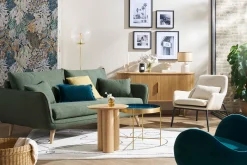 Miliboo Design-Sessel Stoff mit Samteffekt in Grau und schwarzem Metall MAXINE* Design-sessel|Sessel