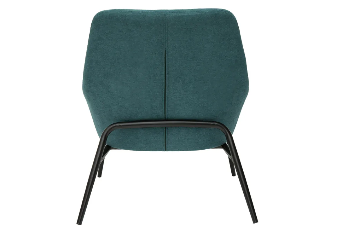Miliboo Design-Sessel Stoff mit Samteffekt in Entenblau und schwarzem Metall MAXINE* Design-sessel|Sessel
