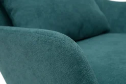 Miliboo Design-Sessel Stoff mit Samteffekt in Entenblau und schwarzem Metall MAXINE* Design-sessel|Sessel
