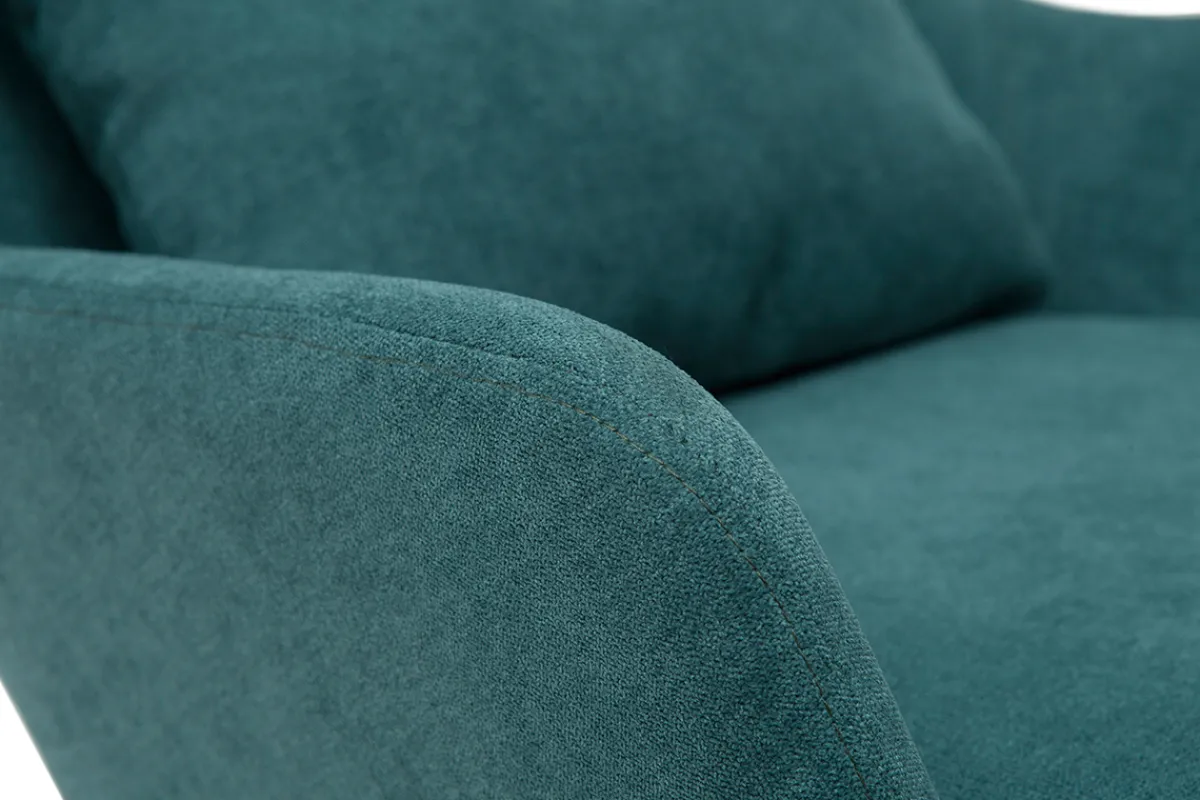 Miliboo Design-Sessel Stoff mit Samteffekt in Entenblau und schwarzem Metall MAXINE* Design-sessel|Sessel