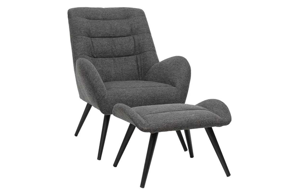 Miliboo Design-Sessel und Fußstütze aus grauem Stoff ZOE* Design-sessel|Sessel