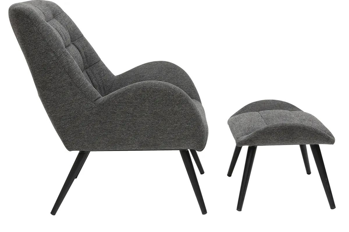 Miliboo Design-Sessel und Fußstütze aus grauem Stoff ZOE* Design-sessel|Sessel