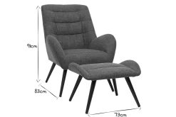 Miliboo Design-Sessel und Fußstütze aus grauem Stoff ZOE* Design-sessel|Sessel