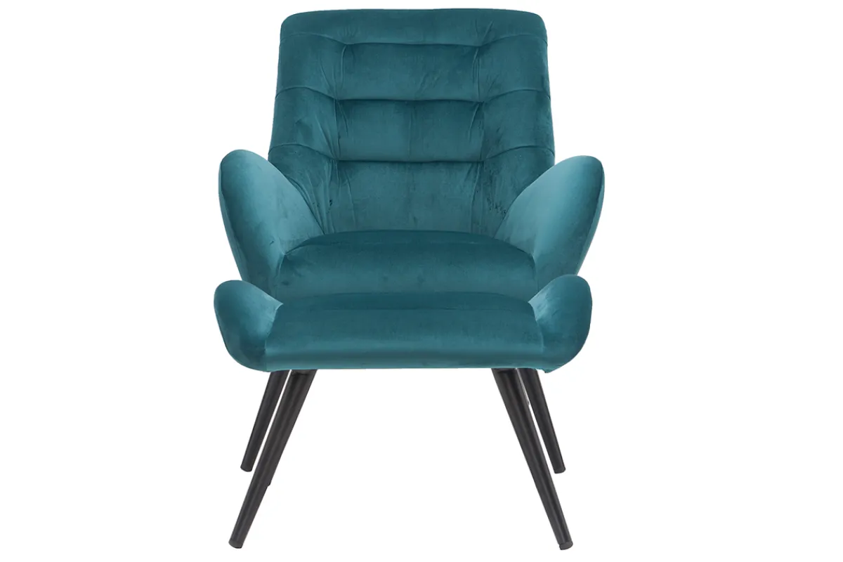 Miliboo Design-Sessel und Fußstütze aus petrolfarbenem Stoff ZOE* Design-sessel|Sessel