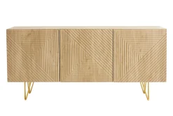 Miliboo Design-Sideboard aus hellem Eichenholz-Finish und goldfarbenem Metall mit 3 Türen B160 cm OZEN* Sideboards