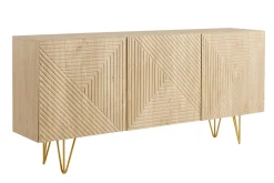 Miliboo Design-Sideboard aus hellem Eichenholz-Finish und goldfarbenem Metall mit 3 Türen B160 cm OZEN* Sideboards