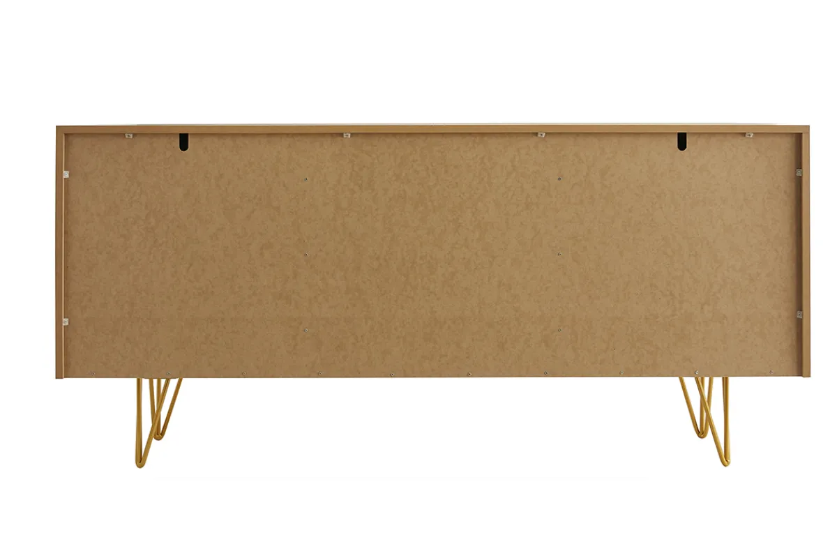 Miliboo Design-Sideboard aus hellem Eichenholz-Finish und goldfarbenem Metall mit 3 Türen B160 cm OZEN* Sideboards